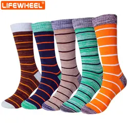 LifeWheel/мужские и женские носки, цветные хлопковые полосатые носки, длинные носки для толстой осенне-зимней деловой повседневной носки