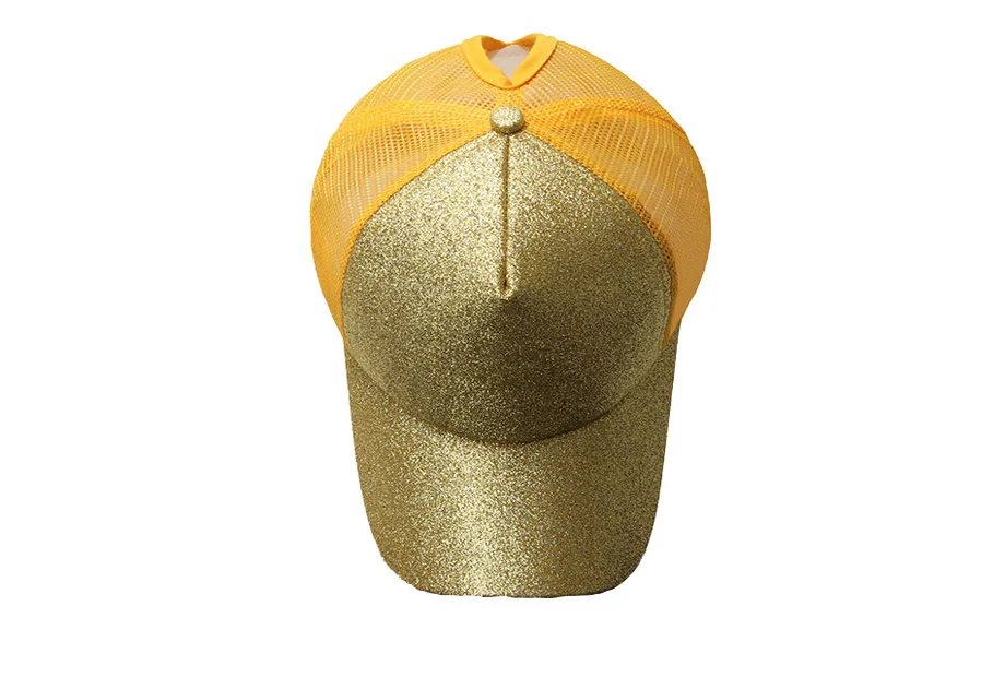 Glitter Ponytail Baseball Cap Women Messy Bun Adjustable Snapback Hats Girls Adjustable Summer Mesh CC Caps Drop Shipping   (10)
