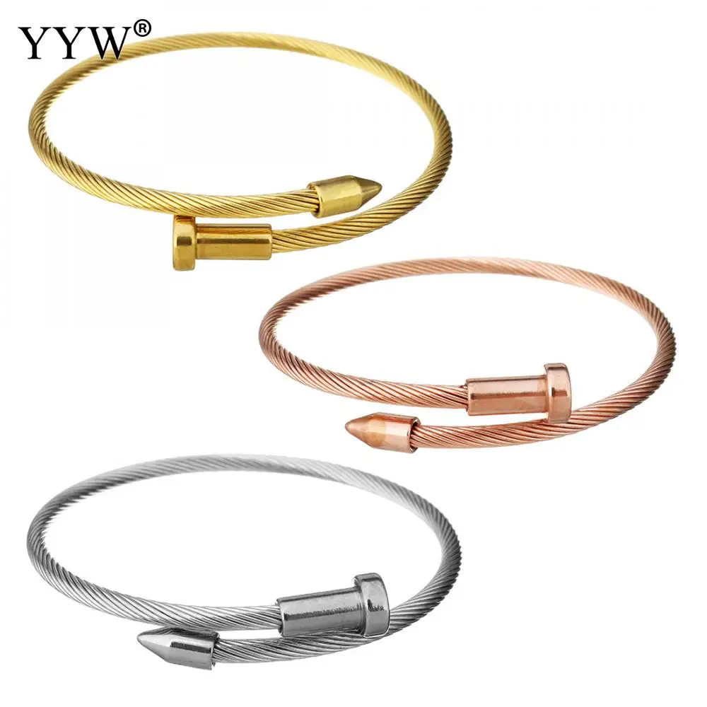 

Women 3-color Stainless Steel Spring Nail Bracelets & Bangles Black Screw Cuff Bangles Love Bracelets Party Jewelry