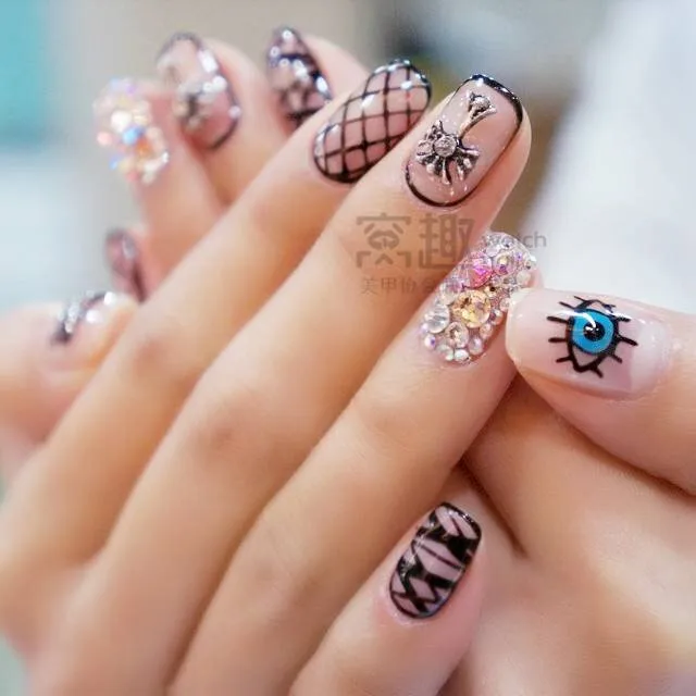 Black Glass 3D Nail Art Rhinestones ss3 ss4 ss5 ss6 ss8 ss10 ss12 ss16 ss20 ss30 ss34 Crystal Nail Art Rhinestones material for sewing near me