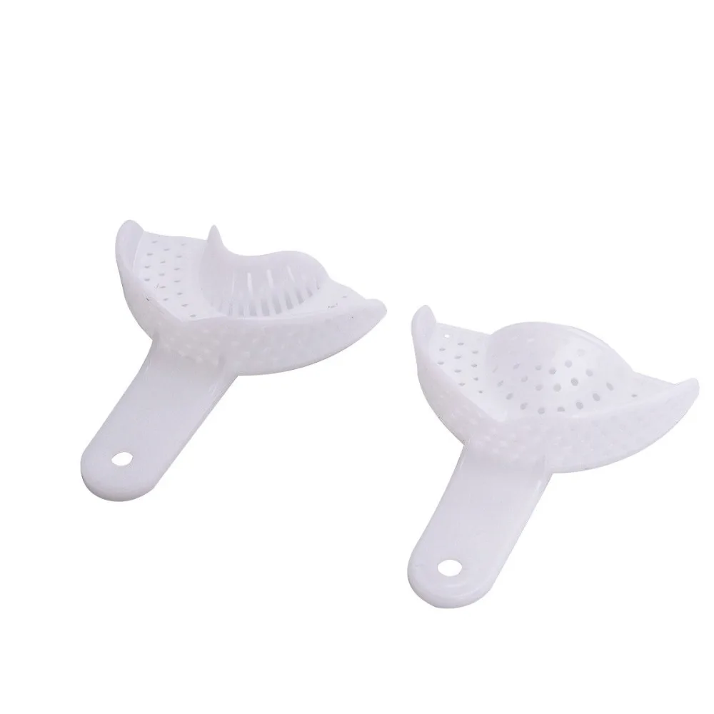 2 Pcs/set Dental Impression Plastic Trays Without Mesh Tray Care Teeth Holder Materials Supply Oral Tool front mouth |
