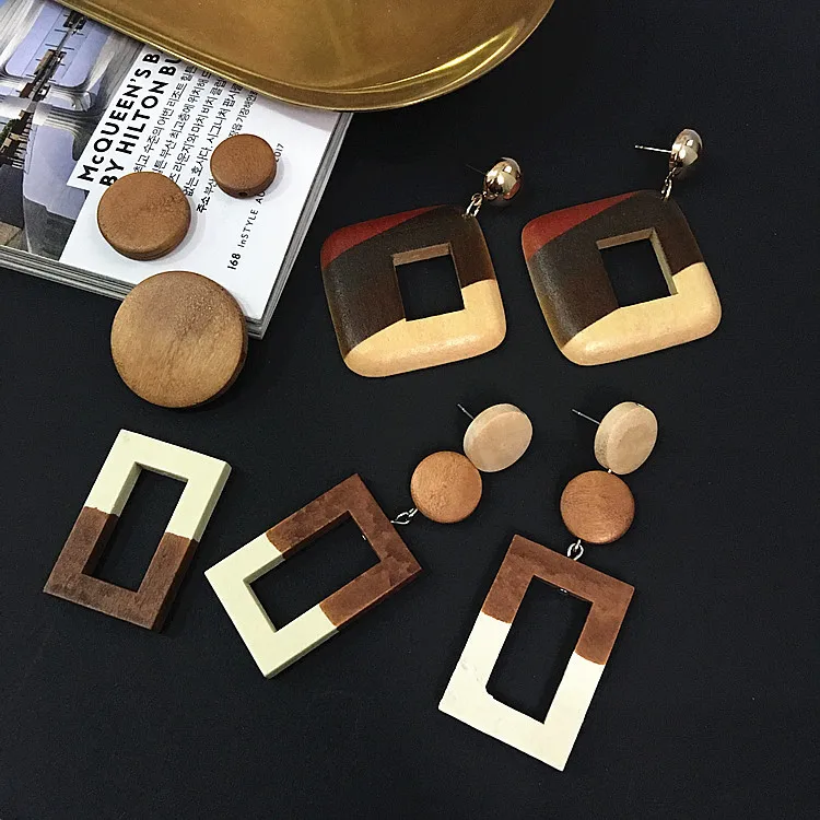 

Ritoule DIY jewelry accessories wood color square rectangle pendant pendant earrings earrings wafer material