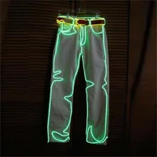 2015 Бесплатная доставка LED Одежда для танцев Для Мужчин Светящиеся Костюмы EL Провода свет Брюки для девочек танцевальный костюм