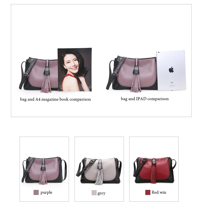 100%Top Cow Genuine Leather Women Handbag ShoulderBags Authentic Female Tassel Bag LadyTote Bag Fashion Brand Girl Messenger bag     H51240555 (10)