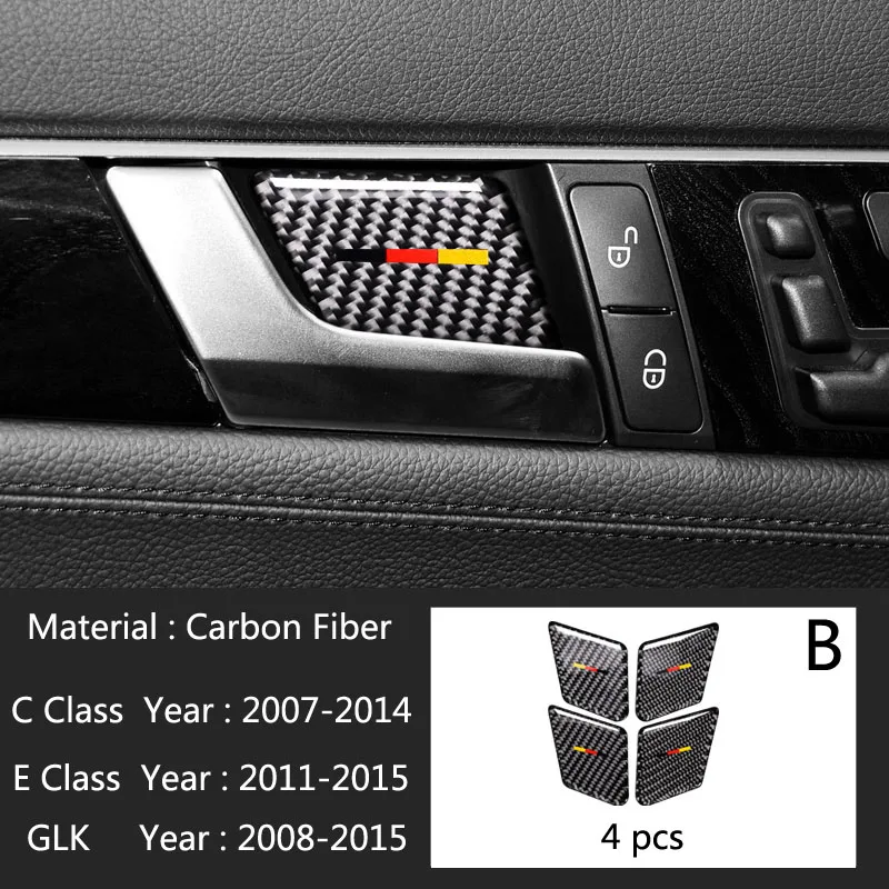 4 шт., автомобильная внутренняя дверная ручка, чаша, накладка, подходит для Mercedes Benz C Class W204 W205& GLC X205& E Class W212 W213, аксессуары - Название цвета: B Type