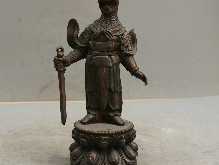

9'' China Folk Fengshui Brass Statue Zodiac Warrior Snake Sculpture