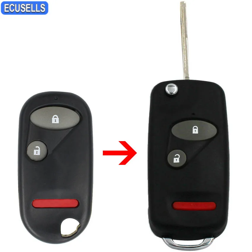 

New Switch Modify 2 + Panic/3 Buttons Remote Uncut Flip Key Case Shell For Honda Accord Civic CRV Element Pilot Uncut Blade