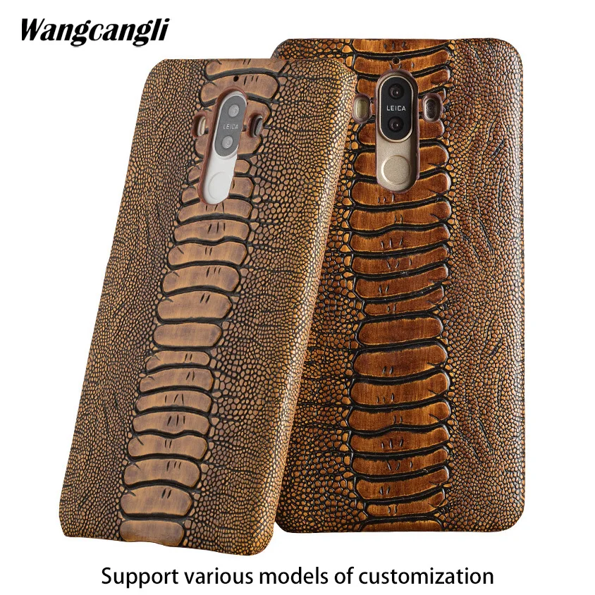 

Cowhide ostrich foot texture phone case for Huawei P20 lite custom made phone case Genuine leather phone protection case
