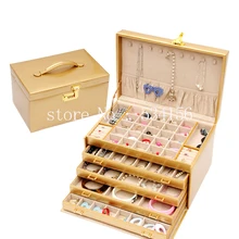 Супер большая роскошная кожаная коробка для ювелирных изделий, серьги, колье с часами, подвески, держатель для дисплея, органайзер, подарочная коробка