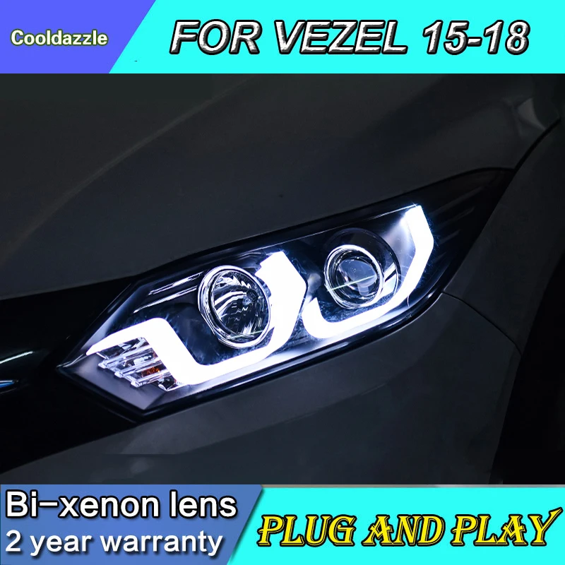 Для HONDA HRV HR-V Vezel светодиодная фара Bi-Xenon линза проектора 2015 2016 2017 2018 год передние