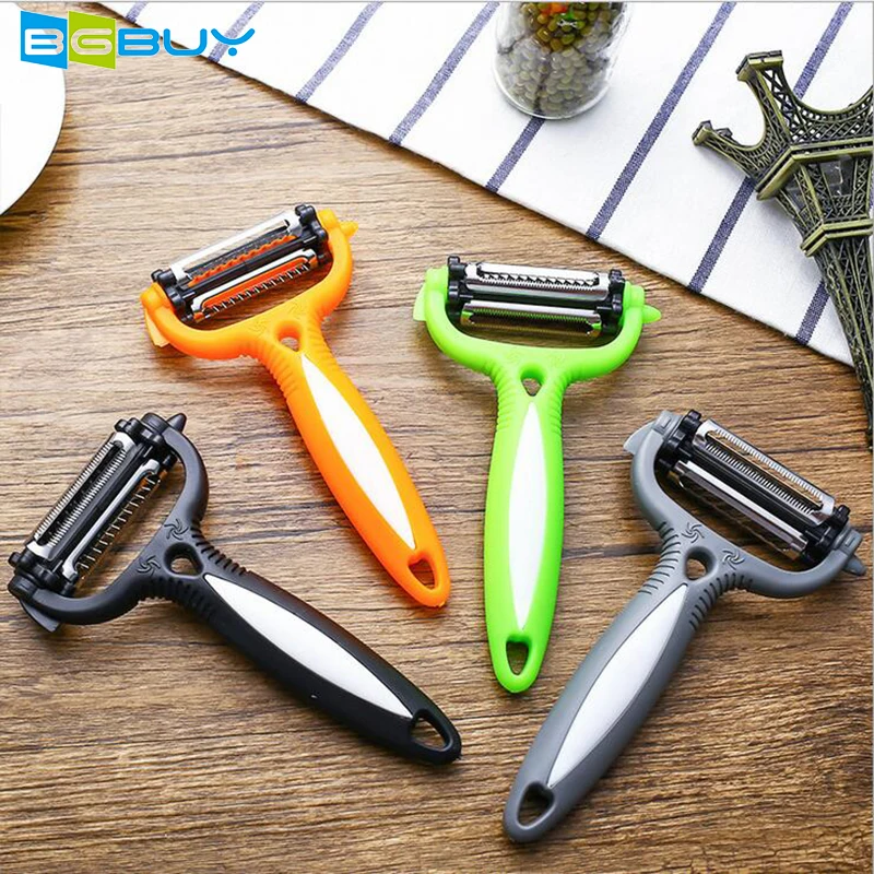 

Creative 3 in 1 Multi-functional Peeler Set of 4 Kitchen Accessories Fruit Potato Peeler Cutters(Black/grey/green/orange)