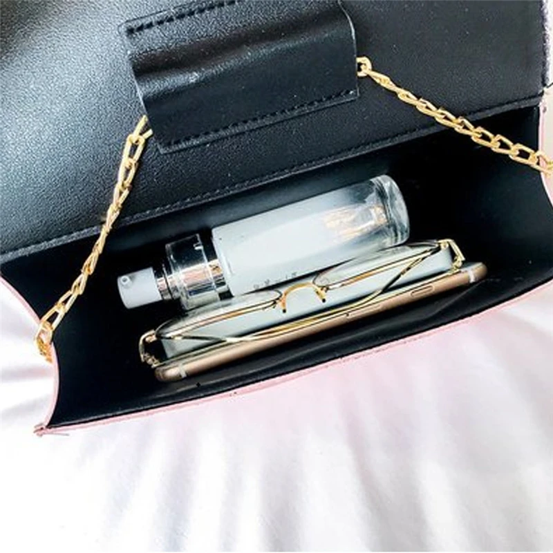 Womens Ladies Sequined Flax Leather Envelope Clutch Evening Shoulder Chain Bag Colorful Messenger Bags
