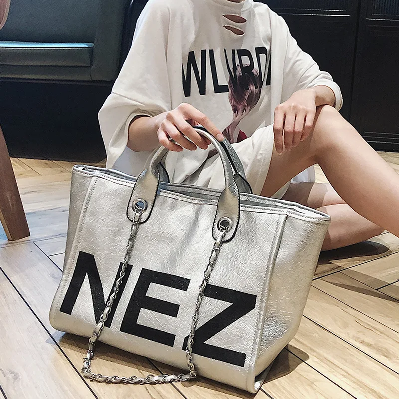 

2019 New Fashion Women Tote Bag Large Capacity Women's Shoulder Bag Famous Brand Letter Waterproof Women Handbag Shopping