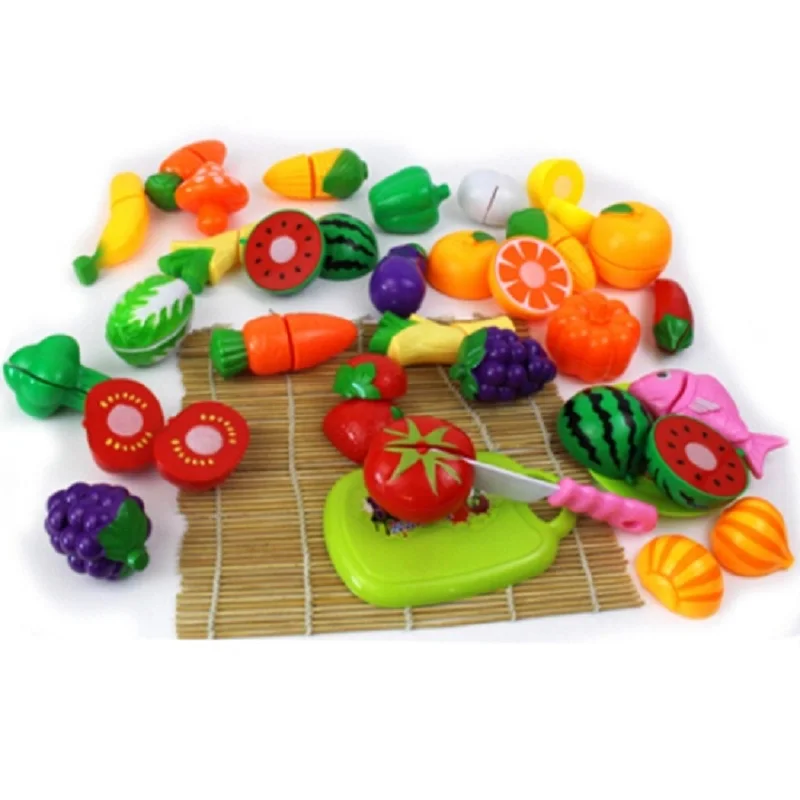 24Pcs Lot Food Kitchen Toys Cut Fruit Toys Plastic Food Toy Vegetable Cutting Pretend Play Kids