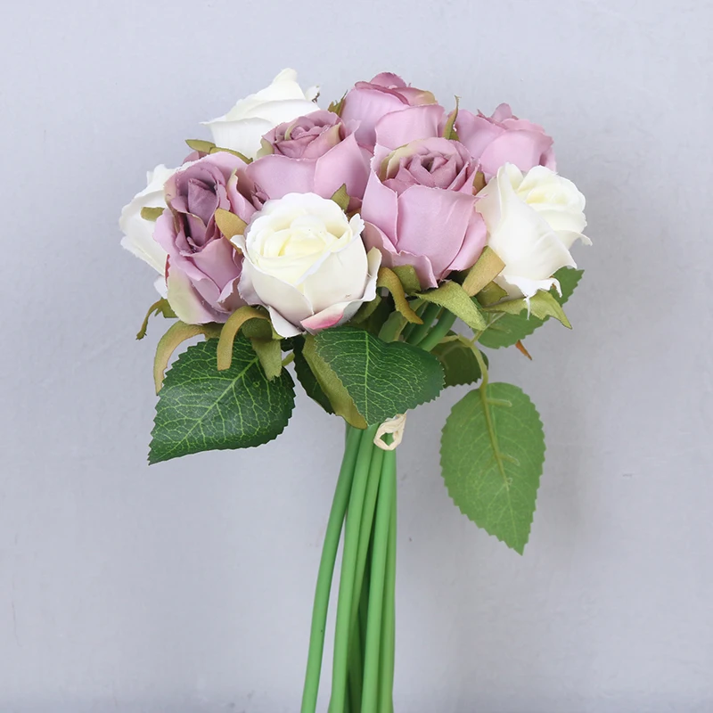 10 Цвета 12 шт./компл. 25x16 см Искусственный Сатиновые розы/украшение на свадьбу невесты букет шелковых цветок «сделай сам» для дома приспособления для декора вечеринки