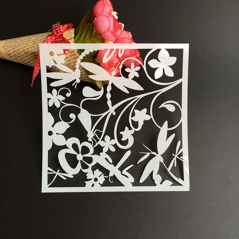 

1Pcs 13*13cm Scapbook Stencil Cake Decorating Tool scrapbooking DIY Decorating Stencil Fondant Pattern Printing Spray Template