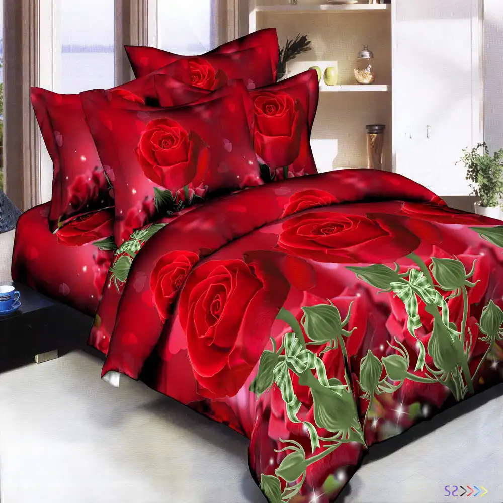 Красочные пионы, цветы для дома Текстиль 3D комплекты хлопкового постельного белья Panther4 шт, пододеяльник, простынь и наволочки Bedclothes34