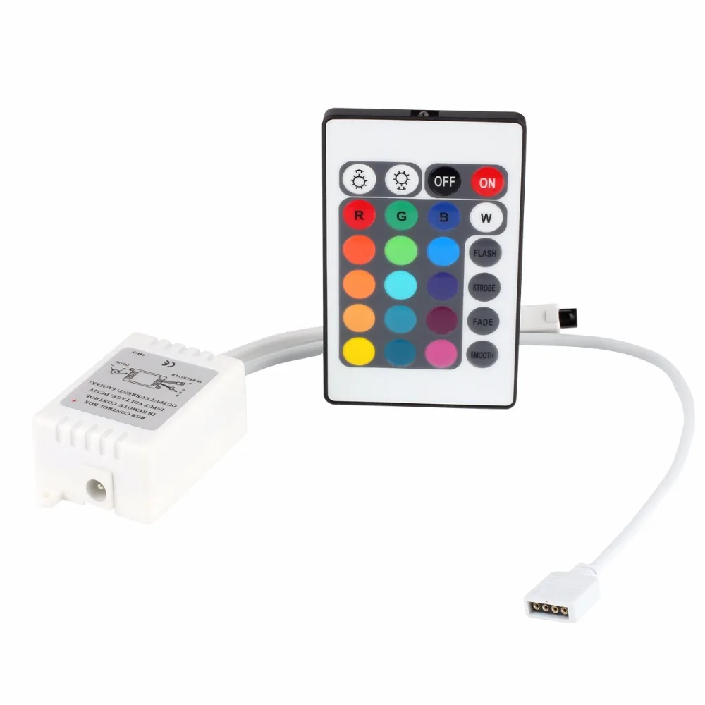 16 Colors 4 Modes LED Strip Kit 3528 SMD 5M 300LEDs DC 12V Flexible Fairy RGB LED Lamp Band with 24 Keys IR Remote Controller