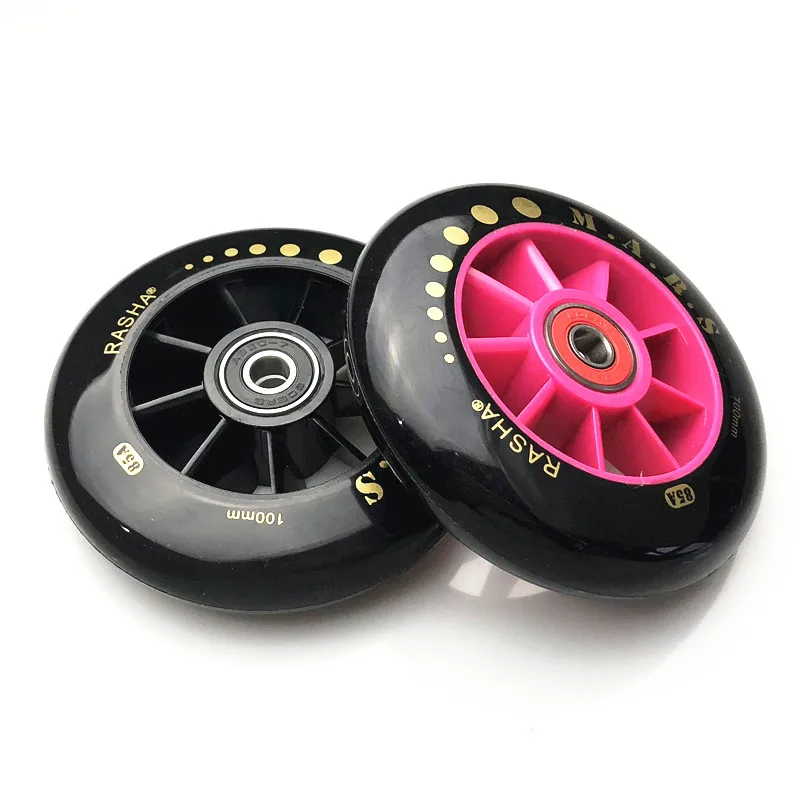 

100mm RASHA inline skate wheels bearing inline Speed skating wheels 85A black red MARS wheels with bearings skates