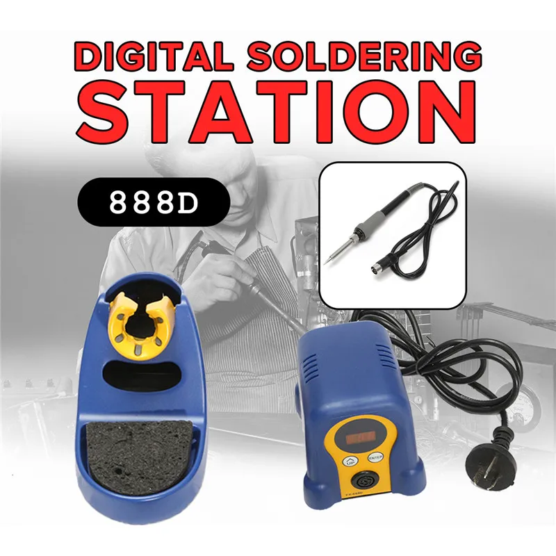 

888D 70W 220V Digital Display Soldering Station Iron With Stand Repair Tool Adjustable Temperature Control High Quality
