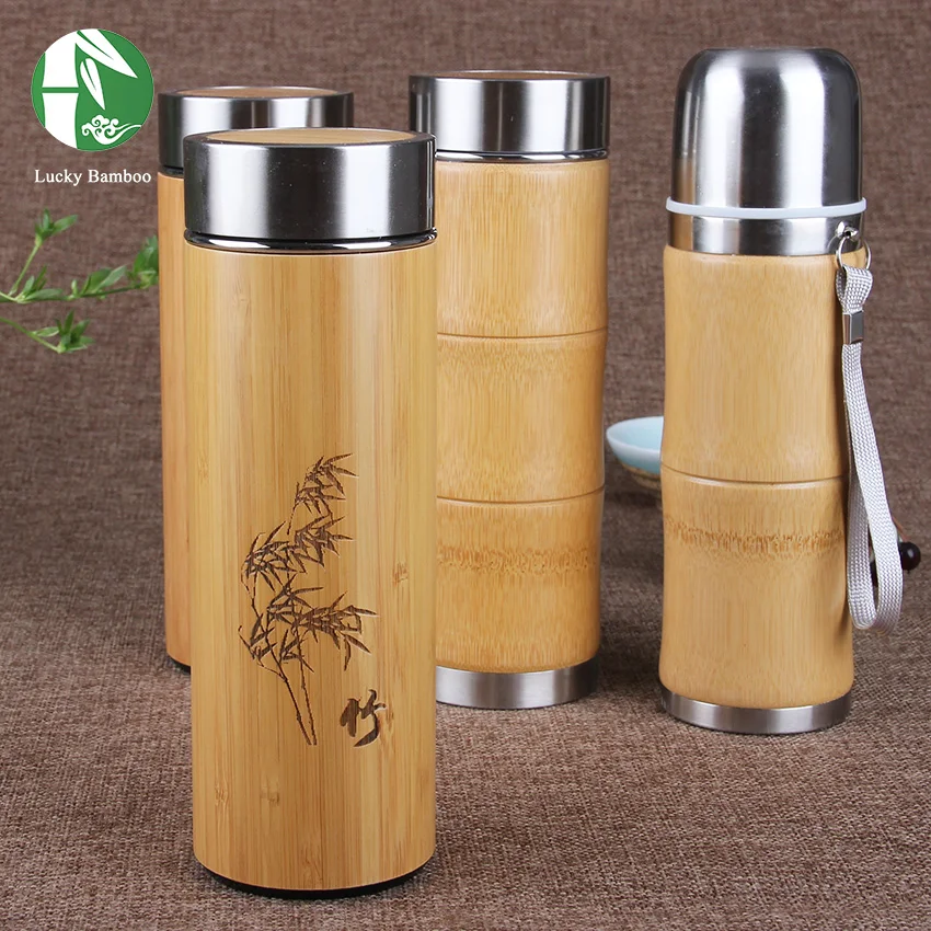 Bamboo thermal cup for water Stainless Steel Thermos cup for tea coffee Vacuum Flasks insulated termos