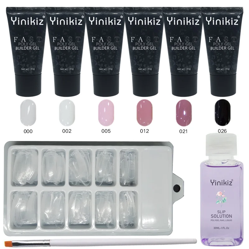 

Yinikiz 30ml Acrylic Poly Gel Set 6 Colors Extend Fast UV Builder Gel Slip Solution Nail Polish Polygel Tools Kit