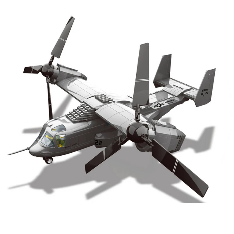

1/44 Air Force 1 American V-22 Osprey Tiltrotor Aircraft Medium Transport Aircraft Small Particles Assembled Toy Building Blocks