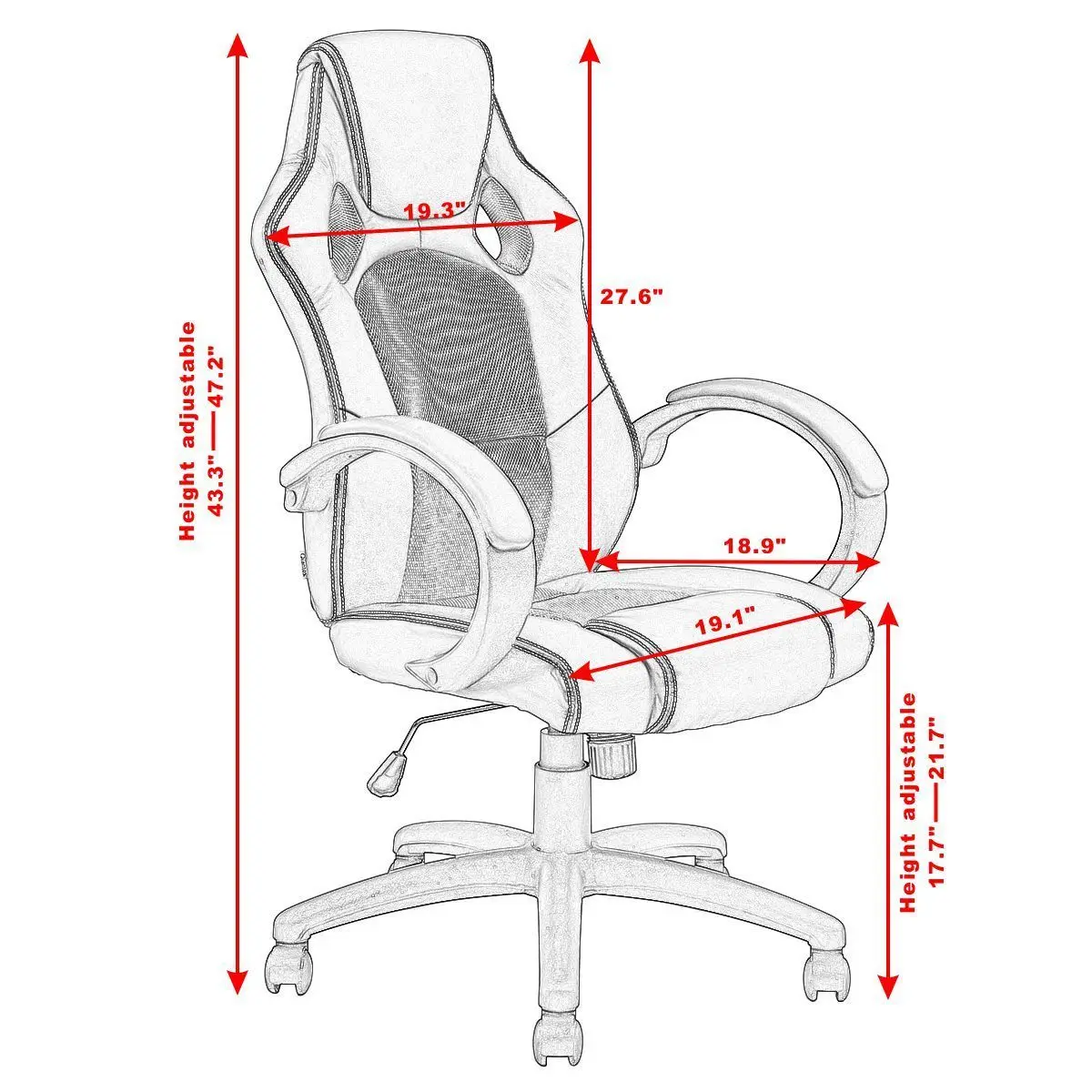  Giantex Gaming Chair High Back Racing Chair Bucket Seat Office Desk Swivel Executive Armchair Moder