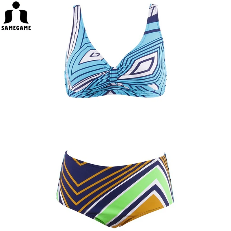 SAMEGAME 2019 Newest Patchwork Bikini Set Women Cartoon Swimwear Girl Sexy Swimsuits Summer Plus Size Bathing Suits Beach Wear |