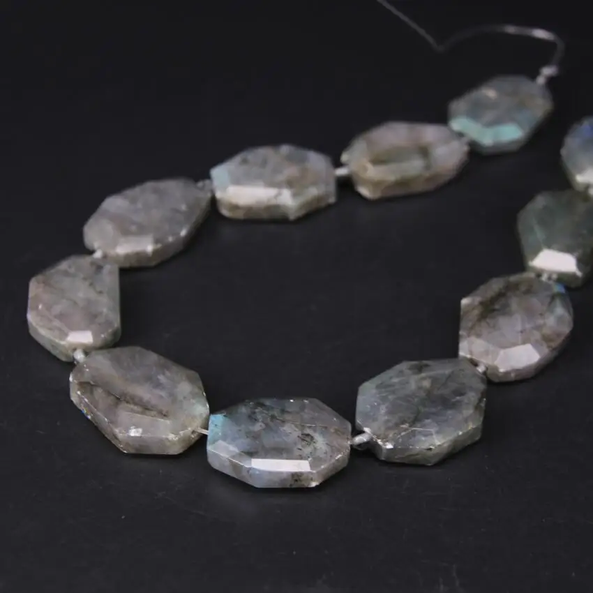 

11PCS/strand Flash Labradorite Faceted Slab Nugget Loose Beads,Cut Natural Stone Gems Slice Pendant Jewelry Making 19-24x25-31mm