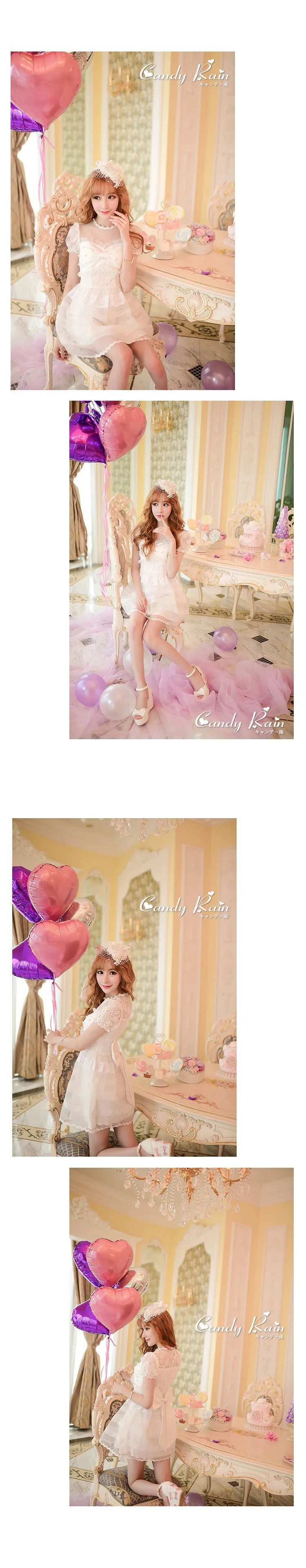 Принцесса сладкий Лолита платье конфеты дождь японский стиль сладкий лук кружева органзы платье принцессы C16AB6036