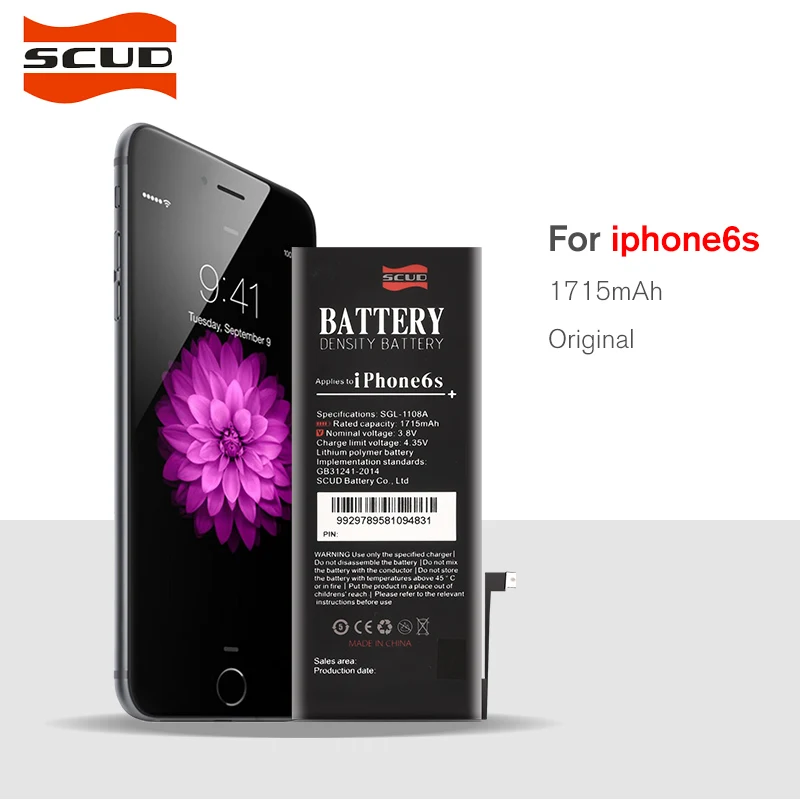 

100% Original New SCUD Battery For Apple iPhone 6s Real Capacity 1715mAh With Retail Package Free Repair Machine Tools
