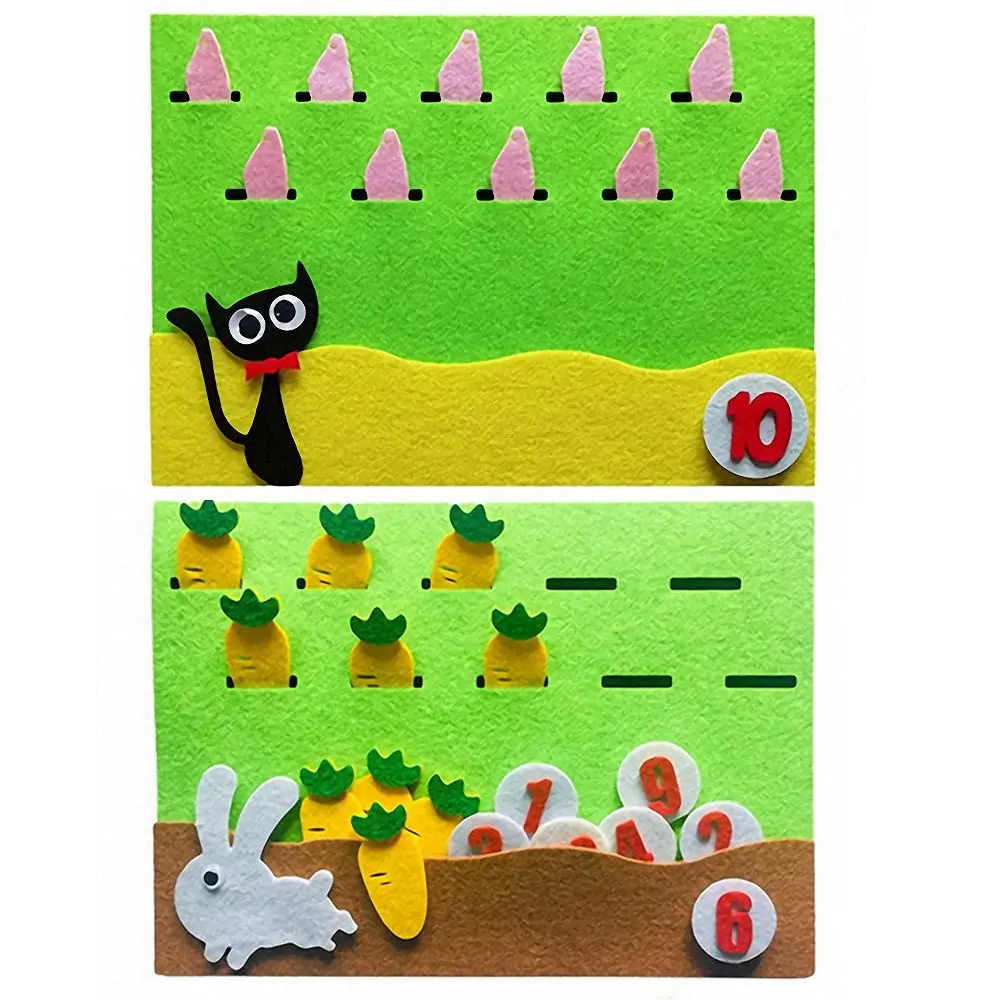 1Pcs Cartoon Animal Digital Pairing Game Math Toys Children Early Learning Educational Non-woven Felt Material DIY Toy for Kids