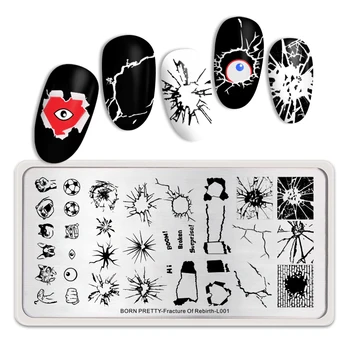 

BORN PRETTY Stamping Plates Rectangle Nail Art Template Tool Decompress Theme Nail Stamp Image Plate Fracture Of Rebirth L001