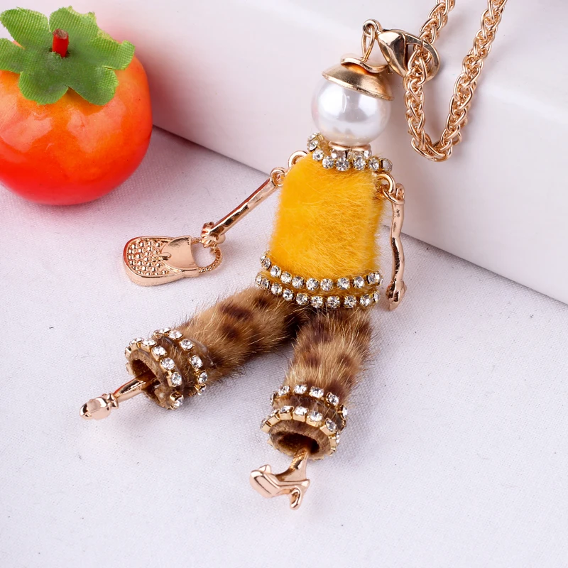 Fashion womens figure shape doll necklaces fashion golde long chain big Girl necklace female