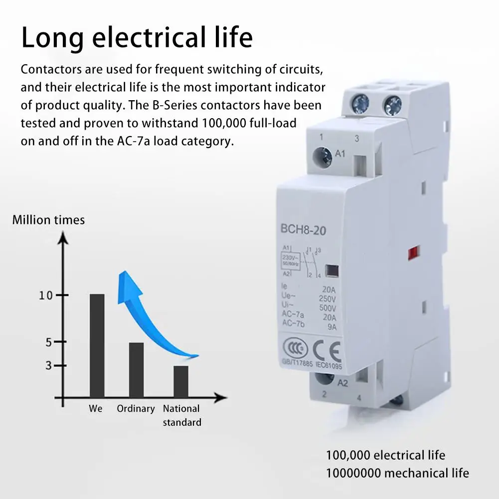 Контактор переменного тока 2P 20A 230V 2NO 60HZ din-рейка Бытовая прочная AC контактор реле