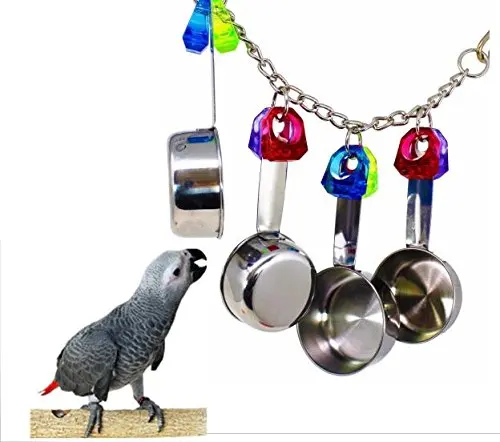 

Bird Toys Swing Parrot Cage Spoon Bell Hanging Climb Pet Parrot Toys Cockatiel Parakeet African Grey Bird Bites Chew Sound Toys