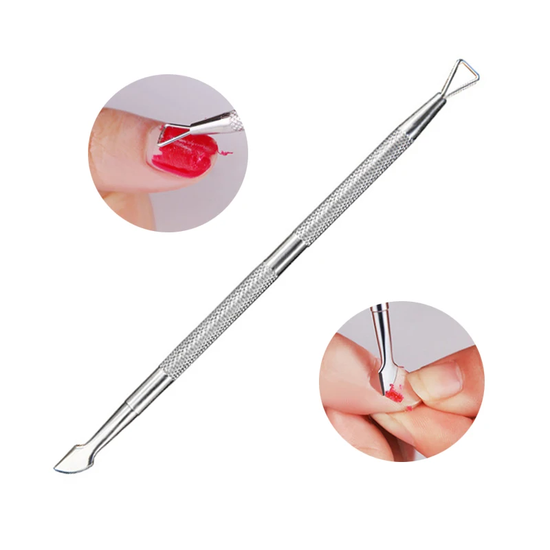 

New 1 Pcs Triangle Stick Rod UV Gel Polish Removal Culticle Pusher Stainless Steel Remover Gel Varnish Nail Art Cleaning Tool