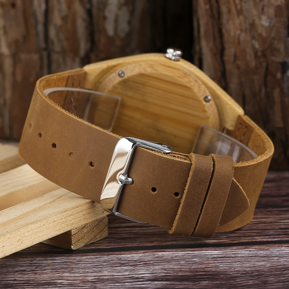 Natural Wood Watch for Men Unique Growth Ring Dial Retro Crafts Quartz Analog Hours Clock Male Genuine Leather Relogio Masculino (24)