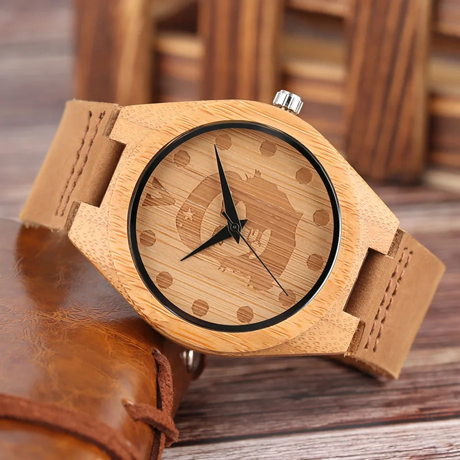 Top Bamboo Wood Watches Natural Handmade Quartz Wristwatch Che Guevara Dial Creative Mens Hour with Genuine Leather Strap (9)