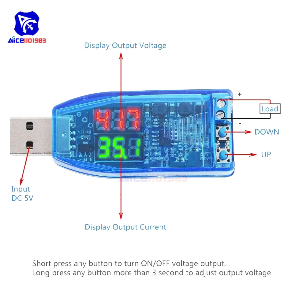 Двойной светодиодный DC-DC постоянного тока 5 В до 1,2 В-3 в 5 в 9 в 12 В 16 в 24 в USB понижающий повышающий преобразователь модуль питания Вольтметр Амперметр