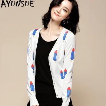 

AYUNSUE Women's Cardigan 2020 Short Knitted Sweater Women Korean Cute Spring Autumn Cardigans Women Tops Sweaters 1200 KJ2749