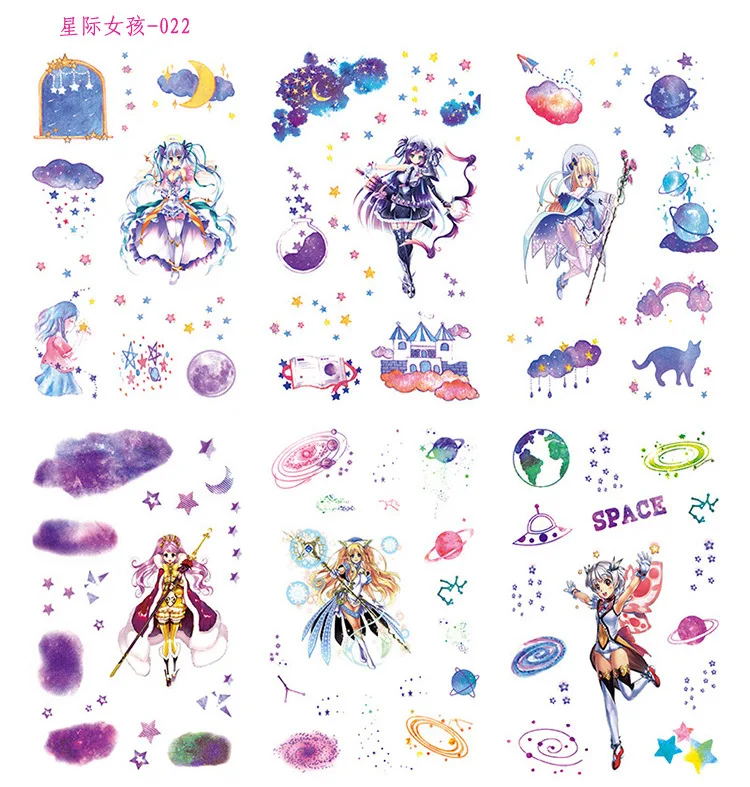 

6 pcs/pack Interstellar Space Girl Decorative Stationery Stickers Scrapbooking DIY Diary Album Stick Lable