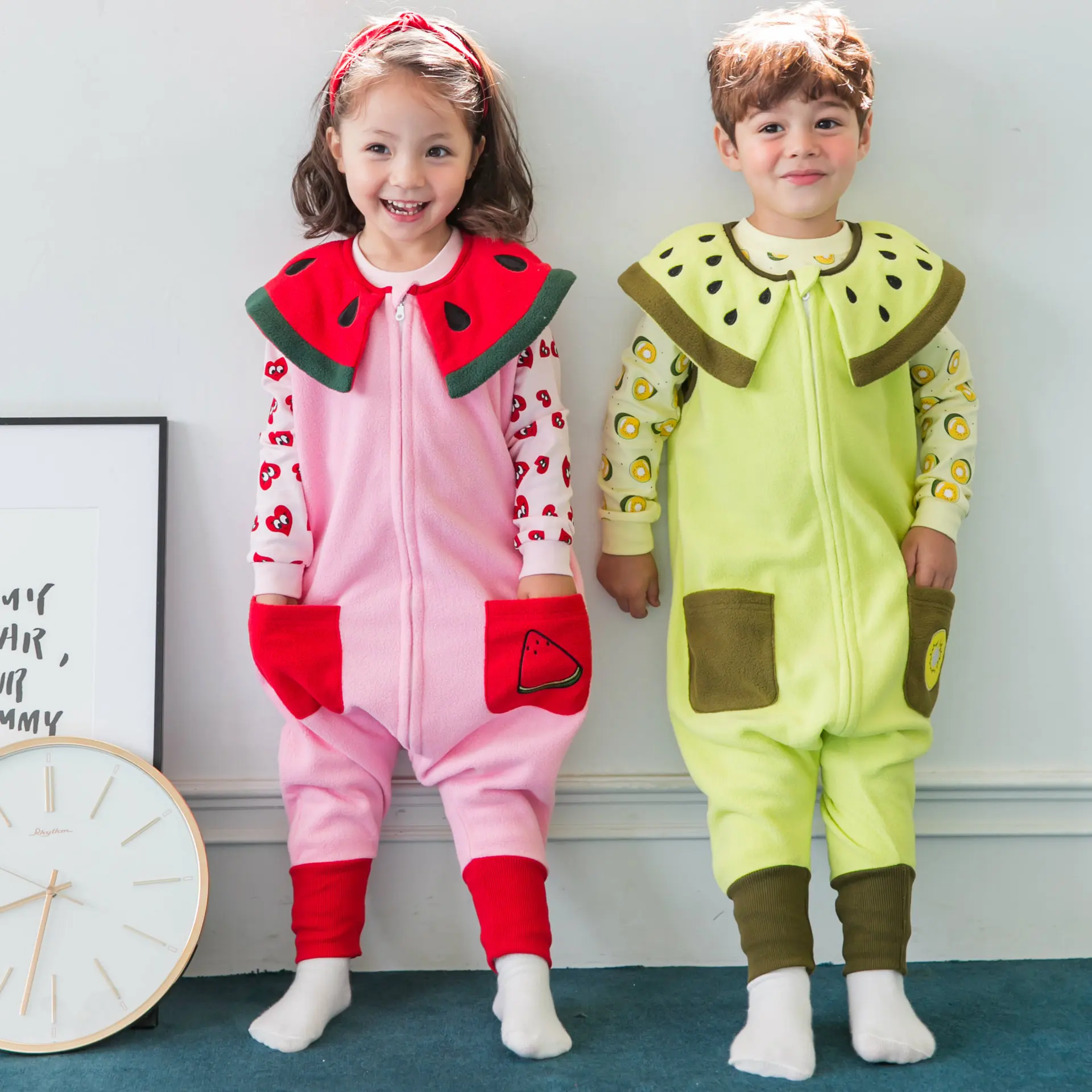 Children night wear 2017 Baby Girls Pajamas Winter watermelon Pajamas