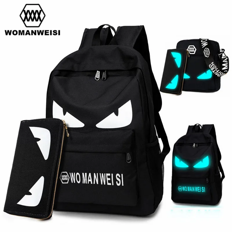 

2018 Fashion Brand Women Male Anime Schoolbag For Teenage Girls Boy Popular Computer Laptop Backpack Female Men Luminous Bagpack
