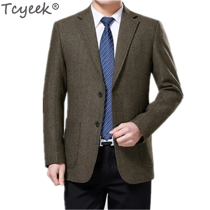 

Tcyeek Wool Casual gentleman style costume homme for wedding party dresses custom Men's blazer slim fit blazer masculino HH144