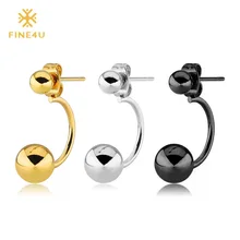Новинка FINE4U E043 двухсторонние шариковые серьги-гвоздики для женщин 316L Нержавеющая сталь Золото Серебро серьги-гвоздики ювелирные серьги в подарок