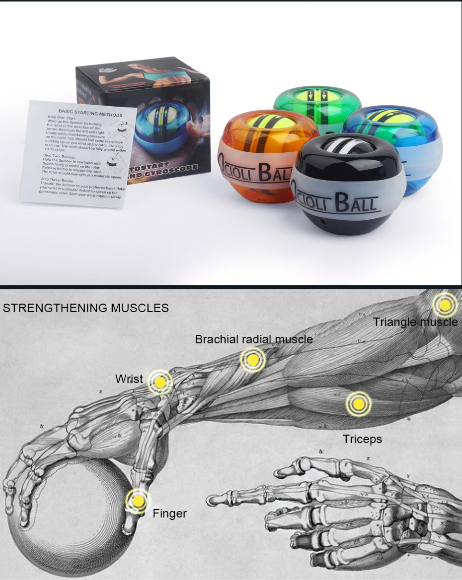 Гироскоп силовой мяч предплечье запястье тренажер рука мышцы сила упражнения укрепление Мяч Тренажер кистевой эспандер тренажерный зал фитнес