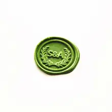 Двойной инициалы с Оливковая ветвь венок воск печать штамп 2 инициалы монограмма сургучные печати Индивидуальный Дизайн Свадебные котики вечерние воск печать