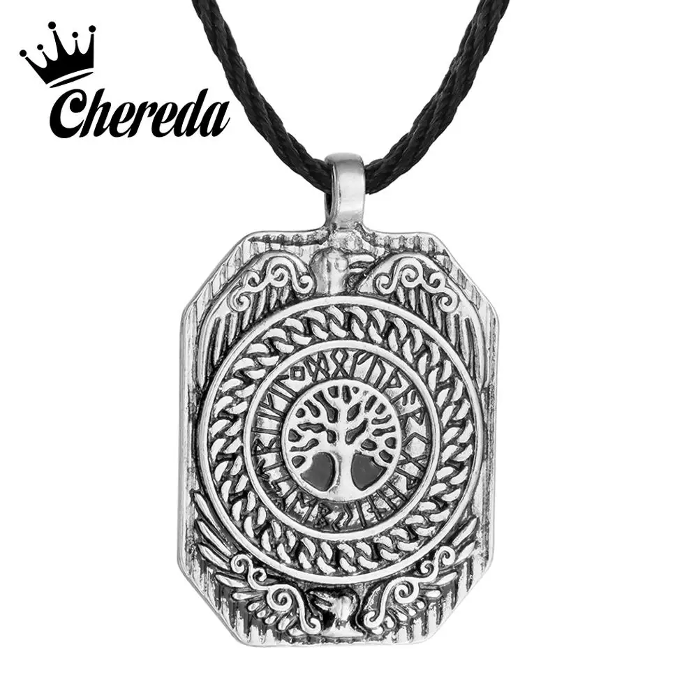 

Chereda Valknut Vikings Amulet Pendant for Men Necklace Legendary Daily Tree of Life Rope Necklaces Male Punk Vintage Jewelry